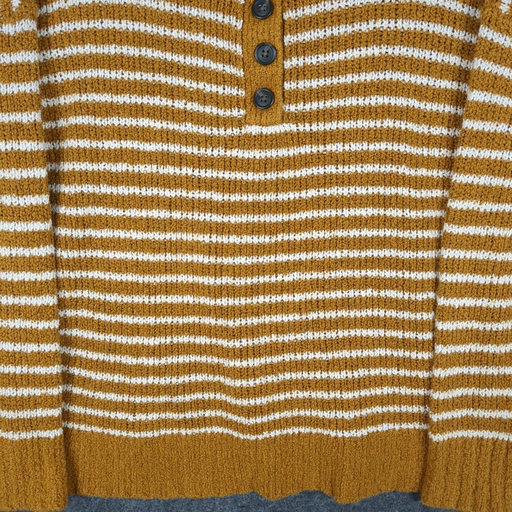 American Eagle Mustard Yellow Striped Henley Sweater Jegging Fit Womens Small - Picture 5 of 11